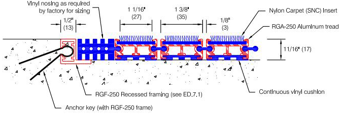 Pawling RG-250 Drain-Well Entrance Mat Diagram